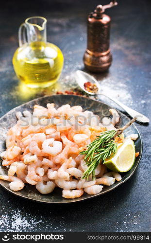 boiled shrimps with pepper and salt on plate