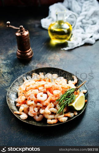 boiled shrimps with pepper and salt on plate