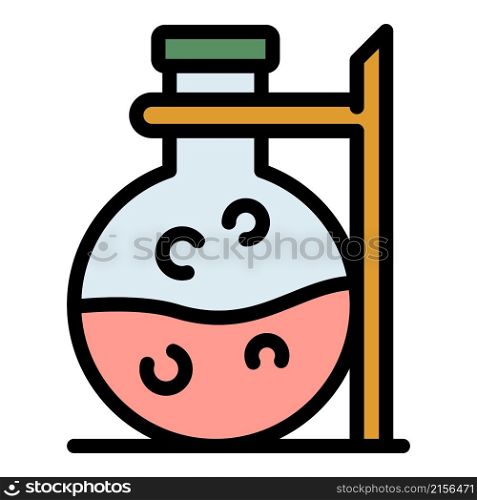 Boiling chemical flask icon. Outline boiling chemical flask vector icon color flat isolated. Boiling chemical flask icon color outline vector