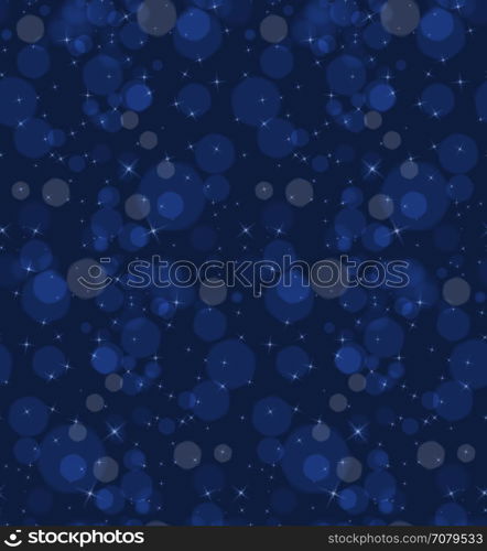 Bokeh blue dark night.Seamless pattern.Pattern with bokeh light effect.Colorful background.