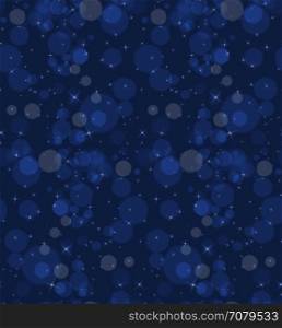 Bokeh blue dark night.Seamless pattern.Pattern with bokeh light effect.Colorful background.