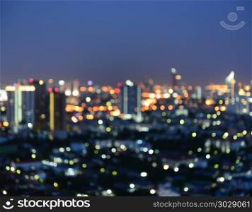 Bokeh of Bangkok city at night, blurry background