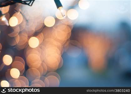 bokeh reflections of christmas lights decorations