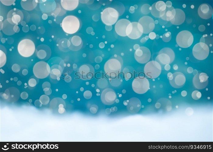 bokeh winter background. blue bokeh lights abstract background