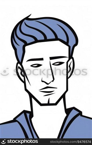 Bold Line Quirky Man minimal Avatar on white background