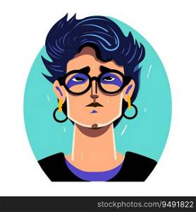 Bold, Quirky, Stylised, Male lined Avatar on white