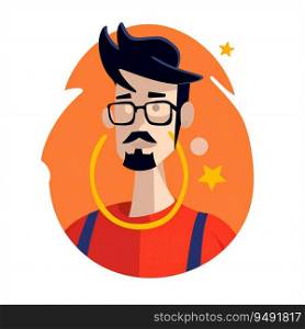 Bold Quirky Stylised Male minimal Avatar on white