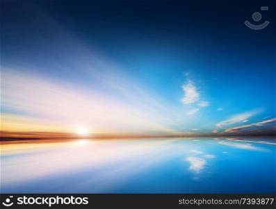 Bolivia sky and water mirror reflections. Long exposure