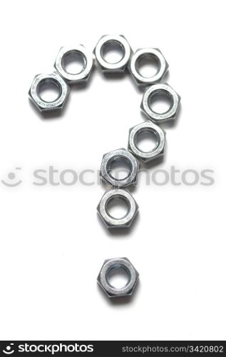 Bolt made of question mark isolated on white