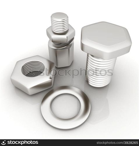 bolts with a nuts and washers