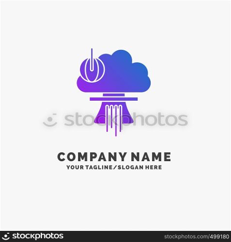 Bomb, explosion, nuclear, special, war Purple Business Logo Template. Place for Tagline.. Vector EPS10 Abstract Template background