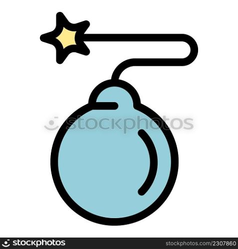 Bomb icon. Outline bomb vector icon color flat isolated. Bomb icon color outline vector
