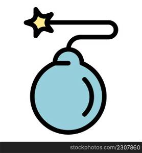 Bomb icon. Outline bomb vector icon color flat isolated. Bomb icon color outline vector