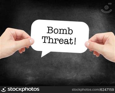Bomb threat written on a speechbubble
