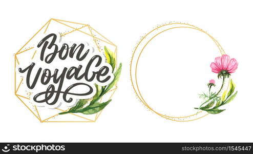 Bon Voyage Hand Lettering Vector. Bon Voyage Hand Lettering Vector Calligraphy Travel