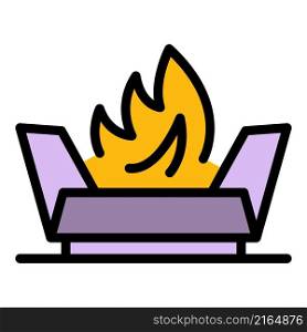 Bonfire icon. Outline bonfire vector icon color flat isolated. Bonfire icon color outline vector