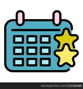 Bonus calendar icon. Outline bonus calendar vector icon color flat isolated. Bonus calendar icon color outline vector