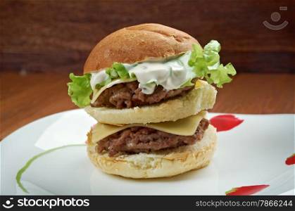 Bonus Jack - american burger. hamburger sold by the fast-food restaurant chain Jack in the Box.
