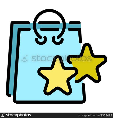 Bonus shop bag icon. Outline bonus shop bag vector icon color flat isolated. Bonus shop bag icon color outline vector