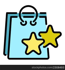 Bonus shop bag icon. Outline bonus shop bag vector icon color flat isolated. Bonus shop bag icon color outline vector
