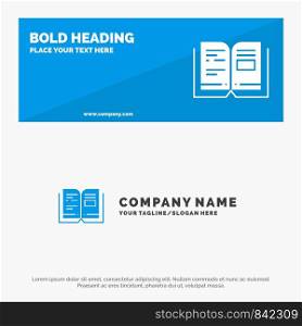 Book, Education, Knowledge, Text SOlid Icon Website Banner and Business Logo Template