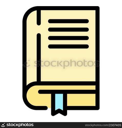 Book icon. Outline book vector icon color flat isolated. Book icon color outline vector
