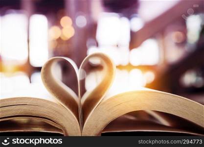 book in heart shape, Valentine, wisdom and education concept, world book and copyright day