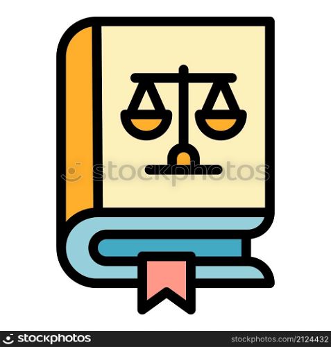Book of laws icon. Outline book of laws vector icon color flat isolated. Book of laws icon color outline vector