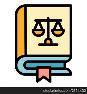 Book of laws icon. Outline book of laws vector icon color flat isolated. Book of laws icon color outline vector