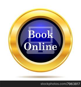 Book online icon. Internet button on white background.