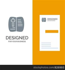 Book, Open, Easter, Nature Grey Logo Design and Business Card Template