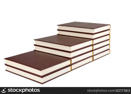 Book stairs to upward and white background.
