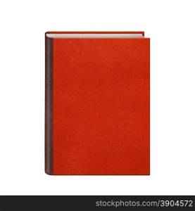 Book with red hardcover isolated on white background