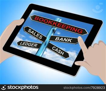 Bookkeeping Tablet Meaning Sales Ledger Bank And Cash