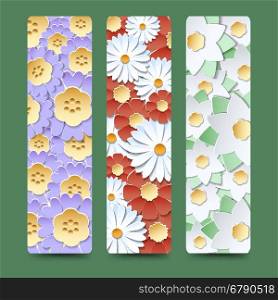 Bookmark set with blooming flower bouquetes. Bookmark set with blooming flower bouquetes vector illustration