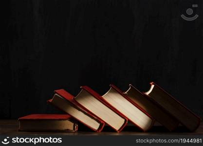 books assortment with dark background. High resolution photo. books assortment with dark background. High quality photo