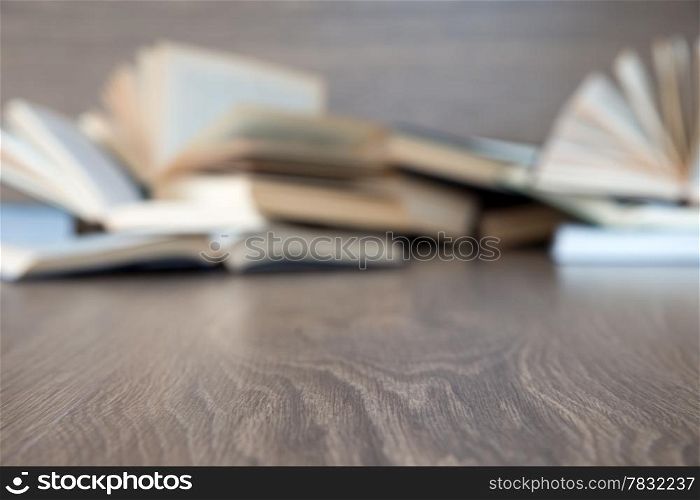 books on a wooden background