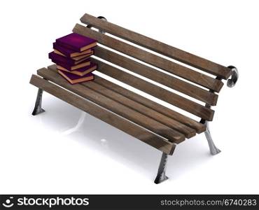 books on bench. 3d