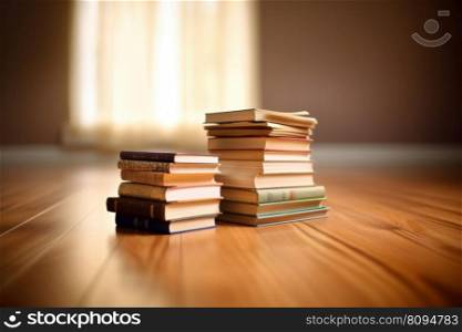 Books stack. Paper book pile. Generate Ai. Books stack. Generate Ai