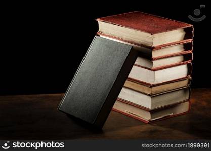 books stack wooden table. Resolution and high quality beautiful photo. books stack wooden table. High quality beautiful photo concept