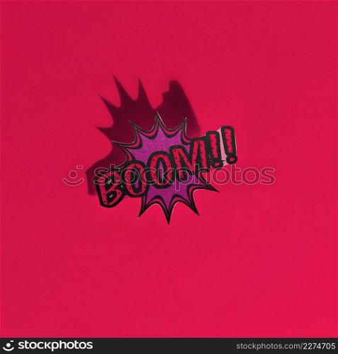 boom comic text speech bubble pop art style sound effect red backdrop