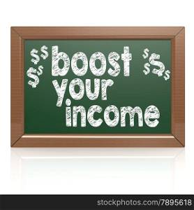 Boost Your Income on a chalkboard image with hi-res rendered artwork that could be used for any graphic design.. Make money online on a chalkboard