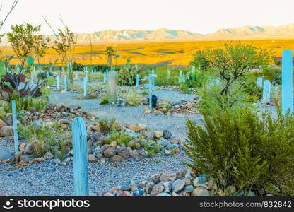 Boothill Graveyard at sunset. Tombstone Arizona - November 2, 2018