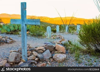 Boothill Graveyard at sunset. Tombstone Arizona - November 2, 2018