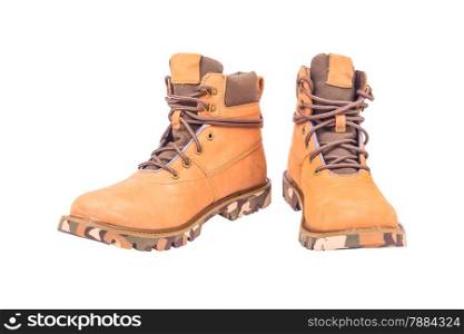 boots brown color on white background