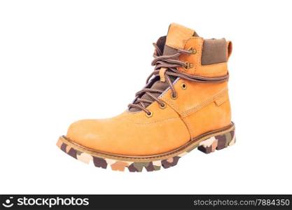 boots brown color on white background