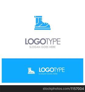 Boots, Hiker, Hiking, Track, Boot Blue Logo vector