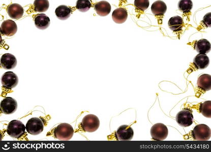 bordeaux christmas-tree balls with gold isolated on white