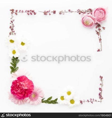 border from assorted flowers. Beautiful photo. border from assorted flowers