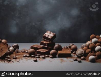 Border of chocolate isolated on white background.